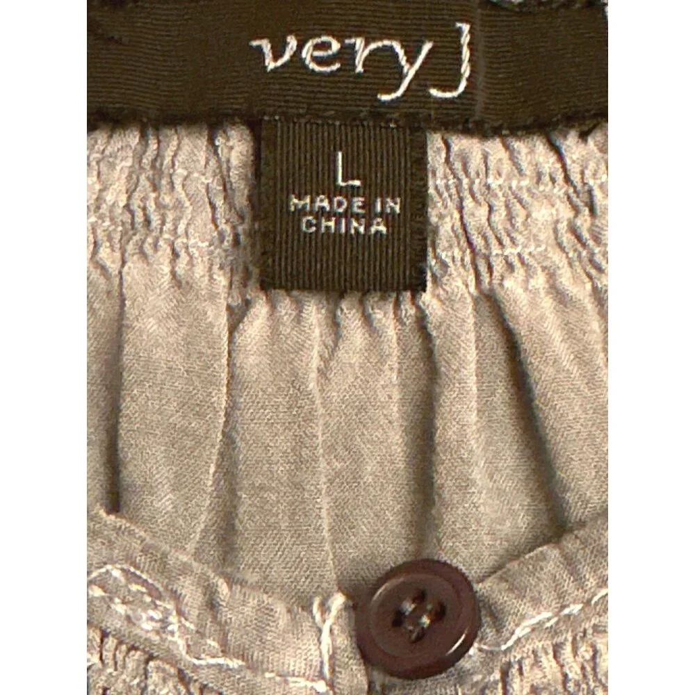 Very J Womens Large Gray Mid Button Down Rayon Blouse Sheer and Sexy - Picture 6 of 8